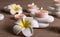 Spa stones, flowers and burning candles