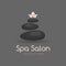Spa stones logo for medical therapy, beauty and healthcare, massage and relax procedures, black heap. isolated on dark background