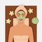 Spa therapy. Girl with green facial mask