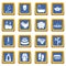 Spa treatments icons set blue