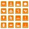 Spa treatments icons set orange