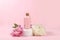 Spa and wellness composition with fragrant rose water and peony and rose flowers, aromatherapy and skin care, lifestyle and