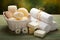 Spa - white towels, soap and massage accessory