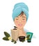Spa woman towel products facial body care