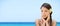 Spa woman on travel beach resort - panorama banner