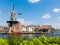 Spaarne and windmill in Haarlem, Netherlands