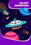 Space adventure banner cartoon ufo and funny alien