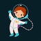 Space Adventure with Little Boy Astronaut in Spacesuit Exploring Galaxy Vector Illustration