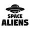 Space aliens day logo, simple style