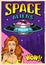 Space aliens flyer colorful vintage