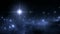 Space animation background with blue nebula, many stars for different projects