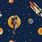 Space astronaut colorful pattern seamless