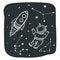 Space. Astronaut, rocket, constellations. space vector illustration. Doodle style drawing