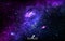 Space background. Cosmic backdrop with nebula. Outer space with bright spiral galaxy, stardust and shining stars