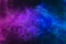Space background with stardust. Realistic colorful cosmos with nebula. Blue galaxy backdrop