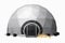 Space base structure, white and dark grey round plastic tent
