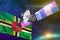Space communications technology concept - satellite with Dominica flag, 3D Illustration