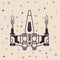 Space craft fighter jet futuristic icon drawing illustration