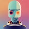 Space cyborg humanoid character flat illustration. Stylized portrait of an alien robot. Digital illustration based on