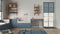 Space devoted to pet, pet friendly laundry room in blue and wooden tones with appliances and dog bath shower. Shelves with dog