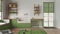 Space devoted to pet, pet friendly laundry room in green and wooden tones with appliances and dog bath shower. Shelves with dog