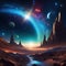 Space digital Surreal fantasy Nebula with planets and