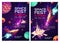 Space dj fest flyers, music party posters