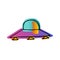 Space doodle sticker. Hand drawn Flying saucer