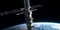 a space elevator connecting a planet to a space station or satellite