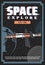 Space exploration station and planets retro poster