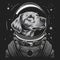 Space Explorer Dog in Astronaut Helmet Against Starry Sky