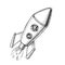 Space Exploring Launch Rocket Monochrome Vector