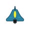 Space fighter top view flat vector icon. Flight transport aerospace combat technology plane