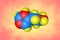 Space-filling molecular model of histamine. It is an organic nitrogenous compound involved in local immune responses and