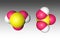 Space-filling molecular model of sulfurous or sulfuris acid. Atoms are represented as spheres with conventional color