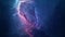 Space flight through nebula. Space travel. Space animation background with purple nebula, many stars for different