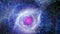 Space flight to Helix nebula eye of God in Deep Space, 4K 3D outer space animation with flying star field in to flare light at cen