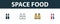 Space Food icon set. Four simple symbols in diferent styles from space icons collection. Creative space food icons filled, outline