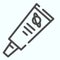 Space Food line icon. Cosmonaut tube with Jupiter symbol. World space week design concept, outline style pictogram on