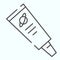 Space Food thin line icon. Cosmonaut tube with Jupiter symbol. World space week design concept, outline style pictogram