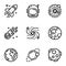 Space galaxy icon set, outline style