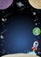 Space galaxy with moon, earth, planets and stars.