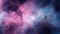 Space galaxy wallpaper, in shades of dark and light purple, realistic light and color use, vibrant skies, and realistic textures.