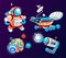 Space game elements. Outer space objects symbols and design elements spaceship, planet, astronaut