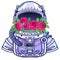 Space helmet of the astronaut is filled in flowers roses.