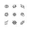 Space icon set on white background. Contains icons such as Milky way, Galaxy, Eclipse, and more