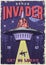 Space invader flyer colorful vintage