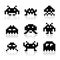 Space invaders, 8bit aliens icons set