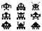 Space invaders icons set - pixel monsters