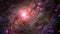 Space journey travel through start field into Spiral galaxy M83